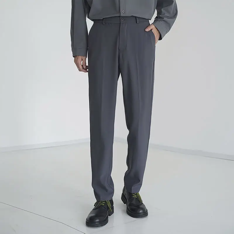 Korean Trend Simplicity Spring Summer New Casual Pants Men's Solid Zipper Pockets Fashion Versatile Thin Style Slim Suit Trouser