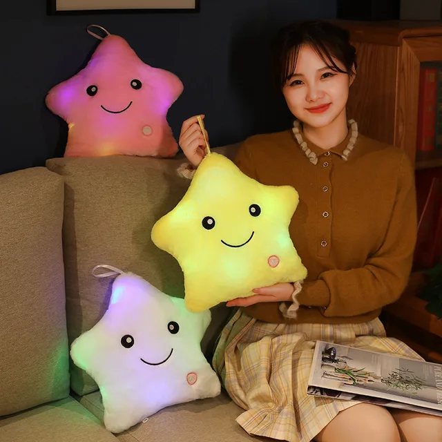 LED Twinkle Star Heart Light Up Glowing Stuffed Animal Toys Soothe Kids Emotions Birthday Christmas Gifts for Children Toddlers 4