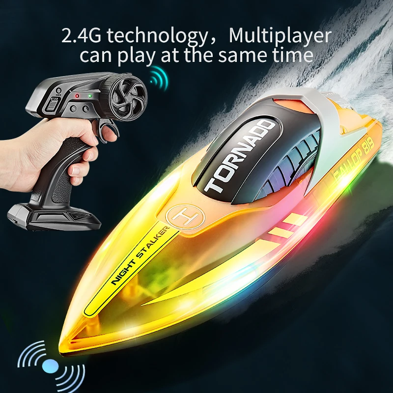 HXJ819-2.4G Colorful High Speed ​​Racing Boat Waterproof Rechargeable Model Electric Radio Remote Control Speedboat Boy Toy 5