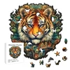 Brave Tiger Wooden Puzzle, Alien Puzzle Toy, Irregular Animal Shaped Wooden Puzzle, Art Deco Painting 1