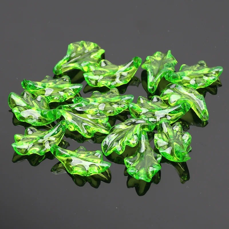 Decoendiy 200Pcs Acrylic Green Leaves-Transparent Leaf Beads-Loose Acrylic  Leaf Shape Charms-Leaf Spacer Beads Pendants for Jewelry Making DIY