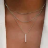 Collier empilable à trois couches en argent Sterling 925 pour femmes, pendentif à bande Simple, étanche, hypoallergénique, chaîne de clavicule, bijoux
