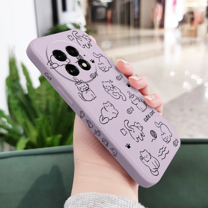 Playful Cat Liquid Silicone Phone Case, Simple Design