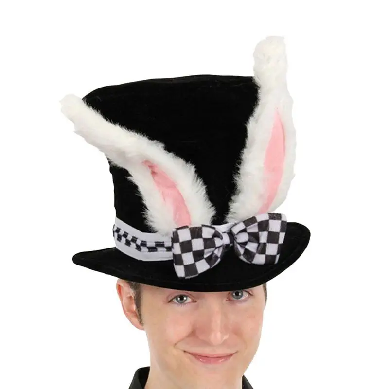 Men's Velvet Bunny Ears Hat Magician Hat Costume Props Steampunk Ultra Circus Hats Dress Up Party Accessory For Easter Party