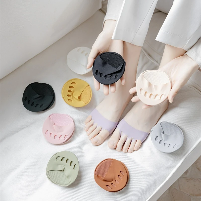 

2023 New Women's Socks Cotton Solid Color Fashion Invisible Palm Socks Ice Silk Soft Sweat-Absorbing Women's Five-Finger Socks