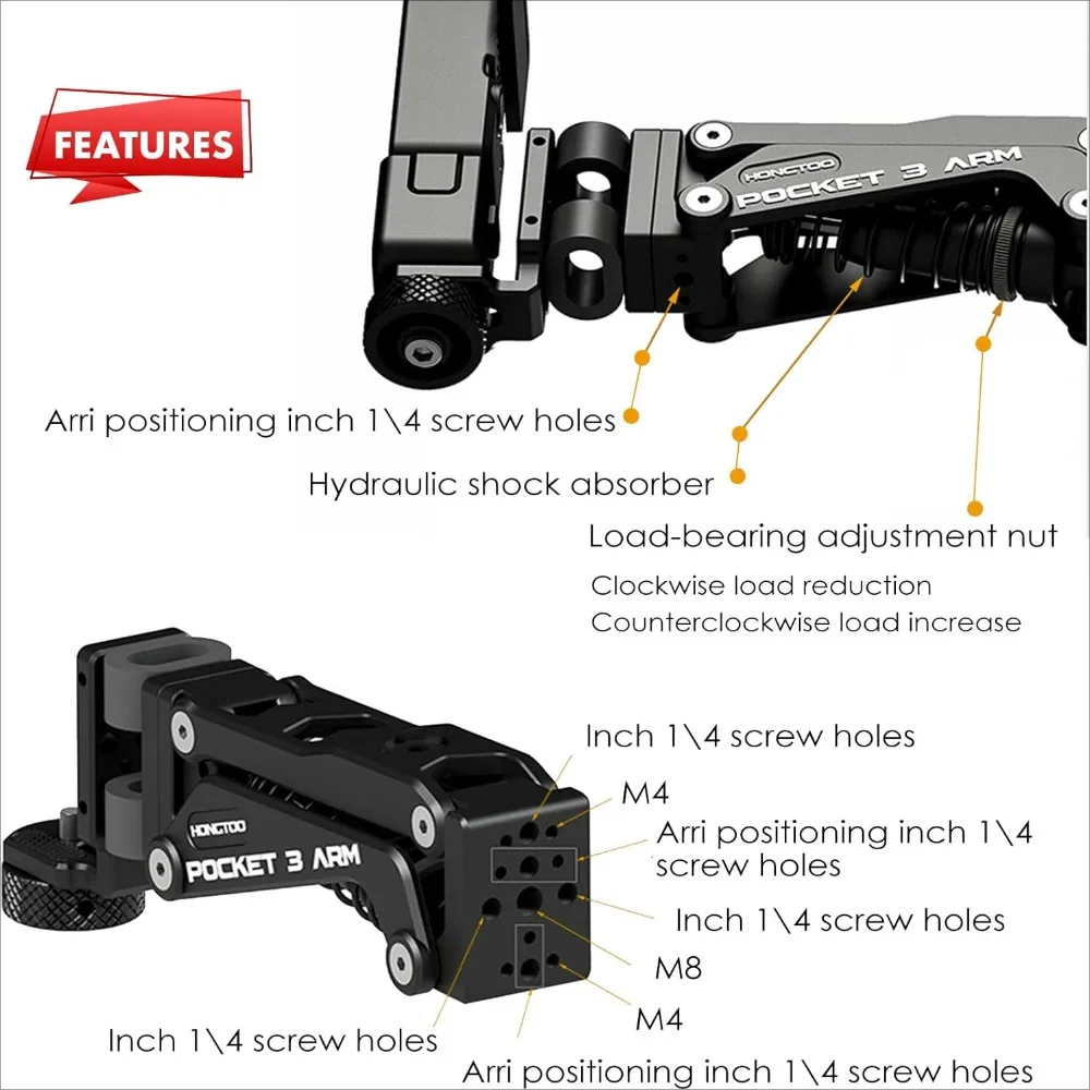 Description Picture 2 of itemHONGTOO PK03 DJI Pocket 3 Car Suction Mount Shock Absorber Arm Z-axis Video Vibration Damper Stabilizer fr DJI POCKET Osmo Gopro