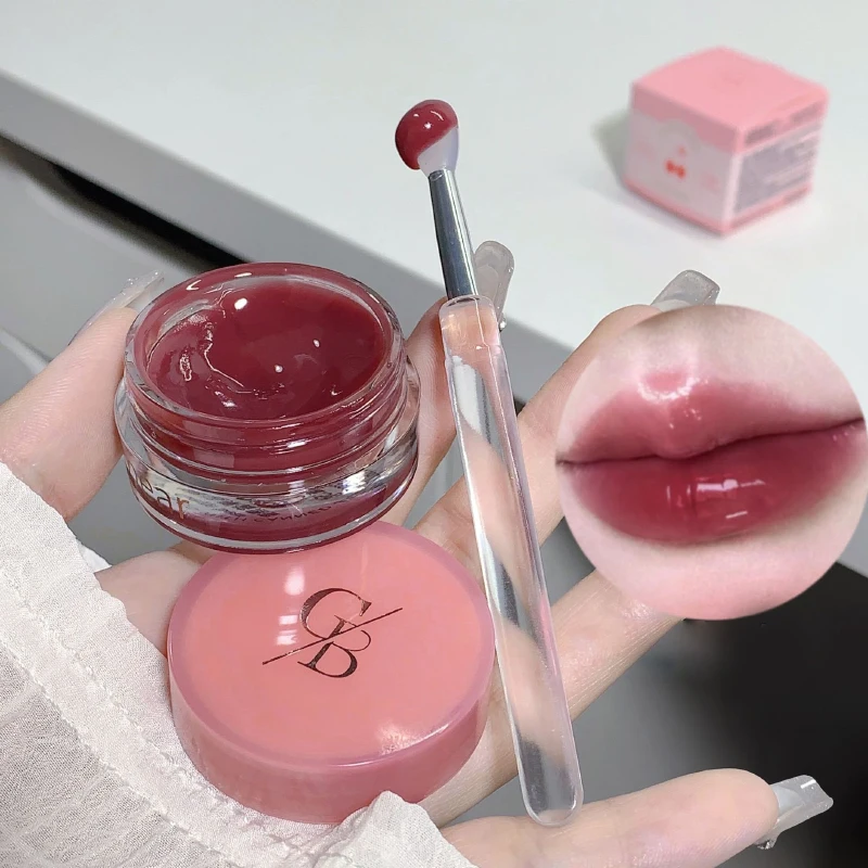 Lip makeup Gege Bear jarred jam lip gloss hydrating water-gloss finish plumping effect long-wearing and non-transfer formula