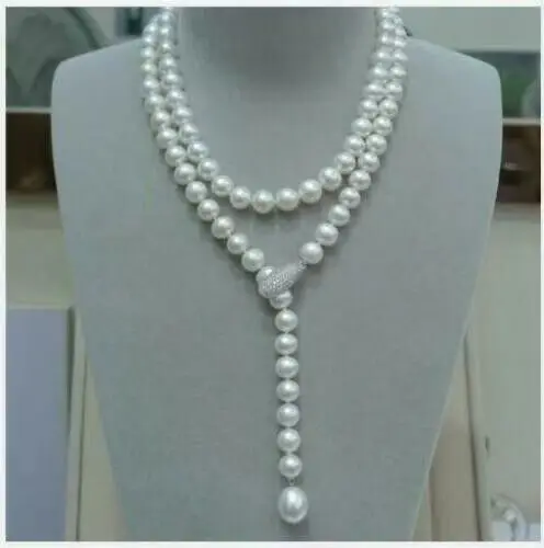 

Top Grading AAAA Japanese Akoya 9-10mm white Pearl Necklace 50" 925 S Clasp fine jewelryJewelry Making