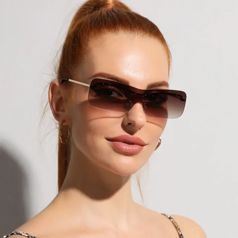 

New European and American Personality Square Frameless Retro Female Fashion Glasses Sunglasses Female Spice Sunglasses