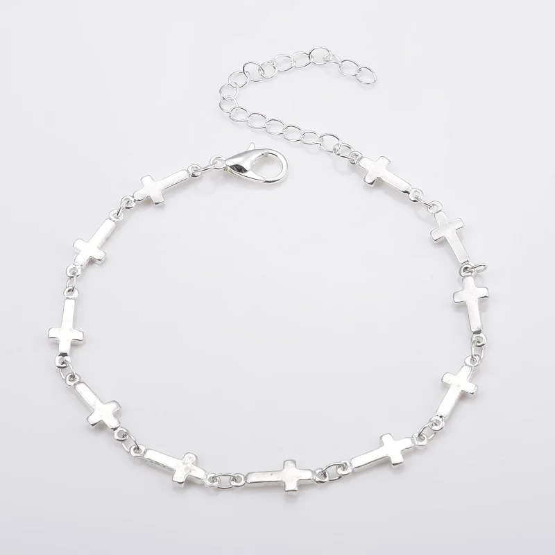 Fashion Thin Chain Link Cross Bracelet for Women Vintage