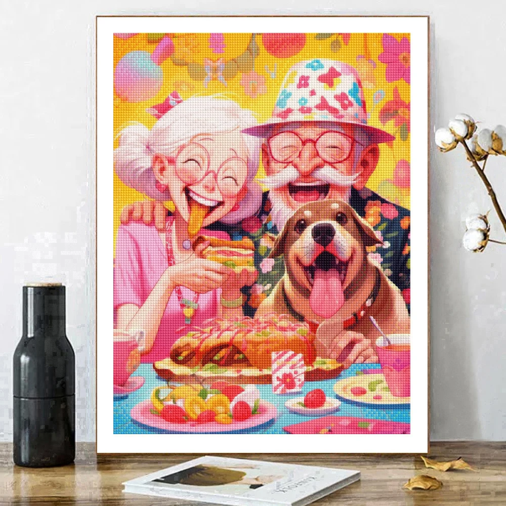 Diamond Painting 5D DIY Cartoon Diamond Painting Old Couple Full Diamond Mosaic Embroidery Couple Portrait Cross Stitch Set Art Home Decoration