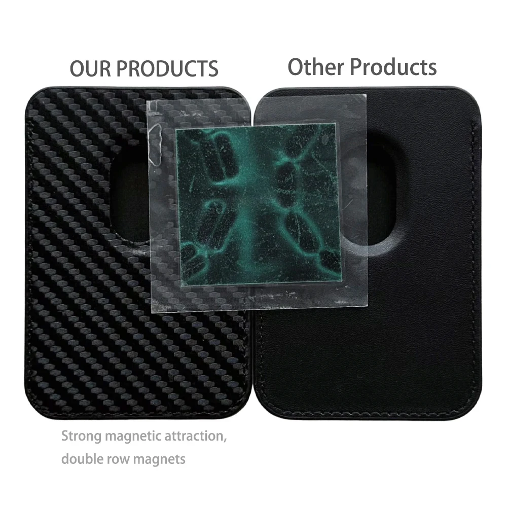 Magnetic Type Luxury Saffiano Leather Card Holder for Apple Iphone15 14 13 12 Mag Safe Carbon fiber Wallet for Phone Accessories