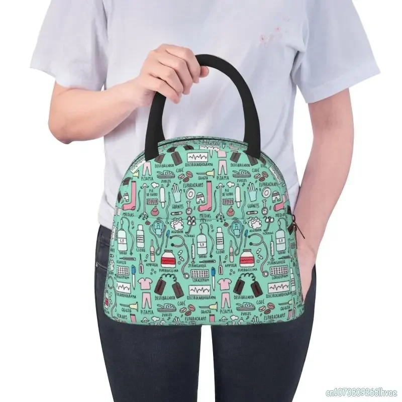 

Travel Nurse Bag Insulated Lunch Bags Women Cartoon Nurse Print Food Case for Work Picnic Thermal Cooler Warm Bento Box for Kids