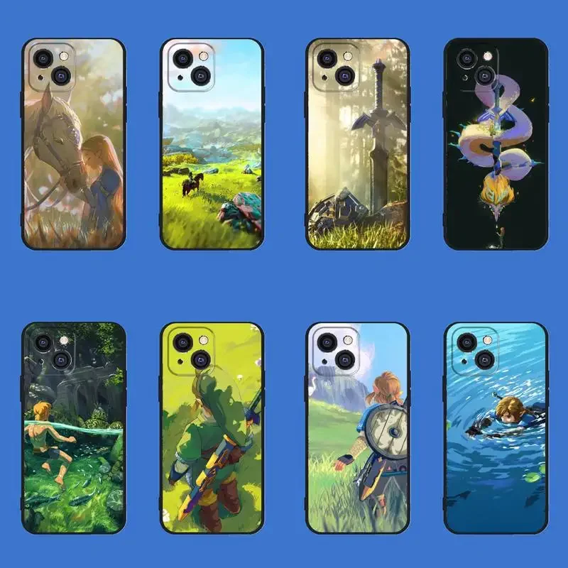 Custodia Per Telefono Da Gioco Z-Zelda-Link Per Iphone 11 12 Mini 13 14 15 Pro Xs Max X Xr 6 7 8 Plus Black Shell