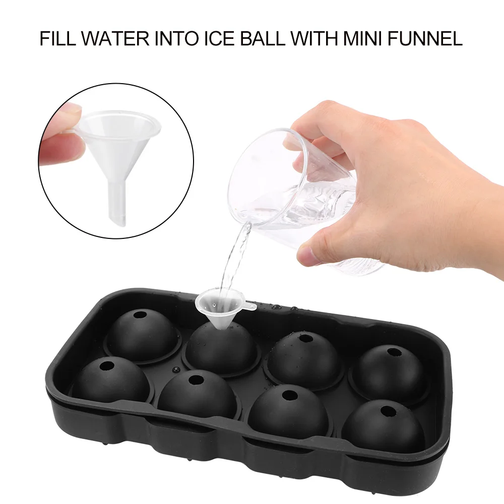 Ice Sphere Mold With Funnel Ice Ball Tray 8 Cavity Silicone Ice Cube Ball Maker Mold Ice Mold Kitchen Tools Bar Accessiories images - 6