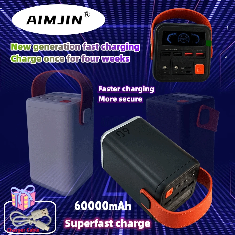 

High-capacity High-quality Outdoor Emergency Portable Mobile Power Supply Mobile Phone Charger 60000mAh Power Bank