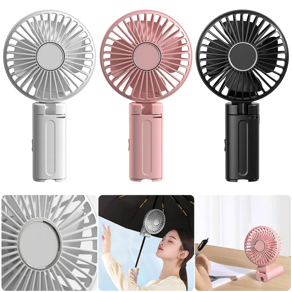 Desktop Small Fan 3-Speed Adjustment Portable Handheld Fan Rechargeable Electric Personal for Home Office