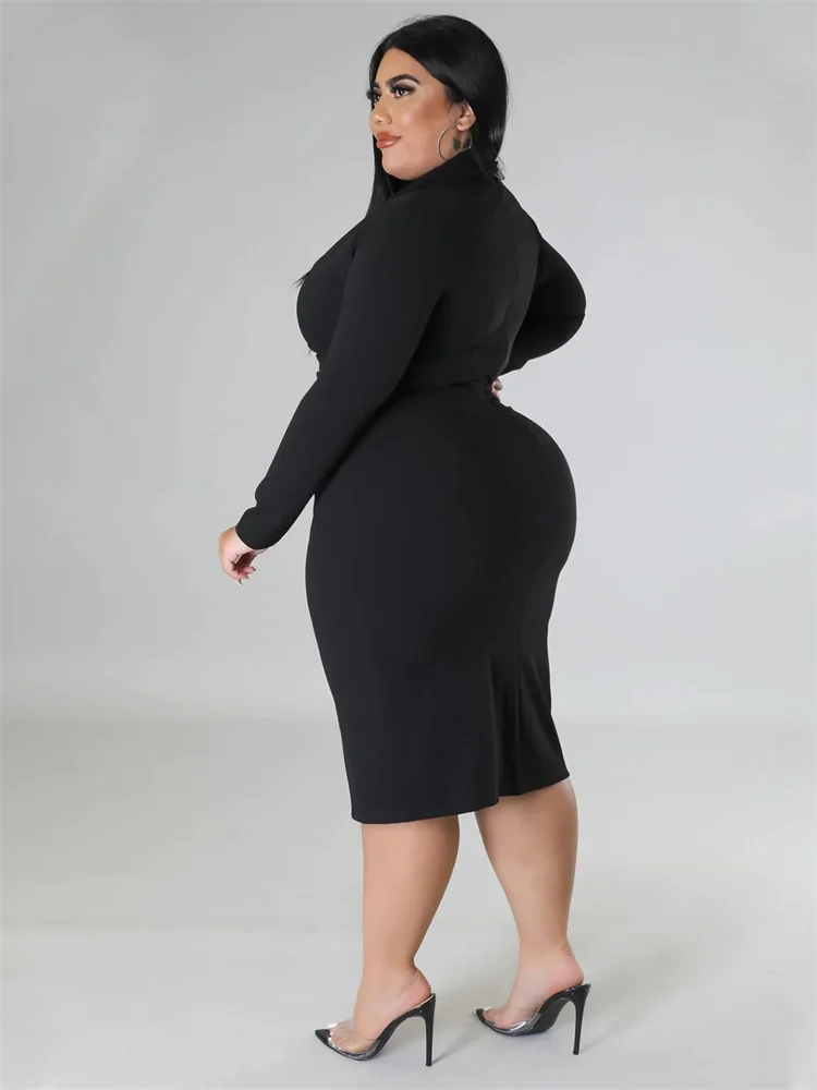 Wmstar Plus Size Dresses for Women Party Long Sleeve Stretch Sexy V Neck Elegant Maxi Dress Office Lady Wholesale Dropshipping