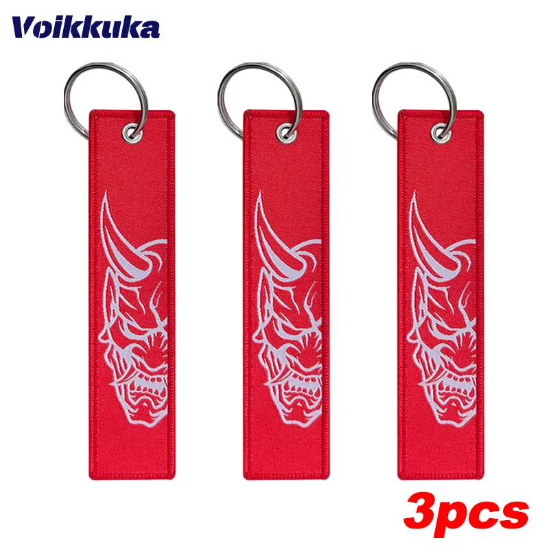 1Pc/2Pcs/3Pcs Set Sale Red Tag Midnight Club Oni Mask Both Sides Embroidery Patterns Funny Keychain Motorcycle Wholesale - Image 12