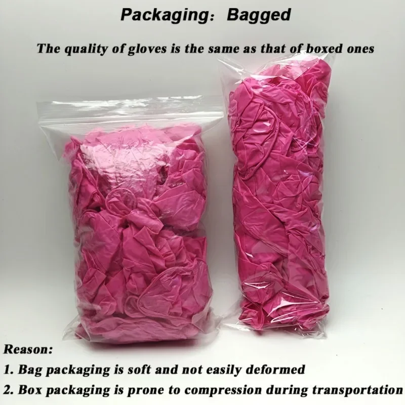 50/100PCS Pink Nitrile Gloves Kitchen Cleaning Disposable Gloves Nail Hairdressing Tattoo Food Preparation Tools