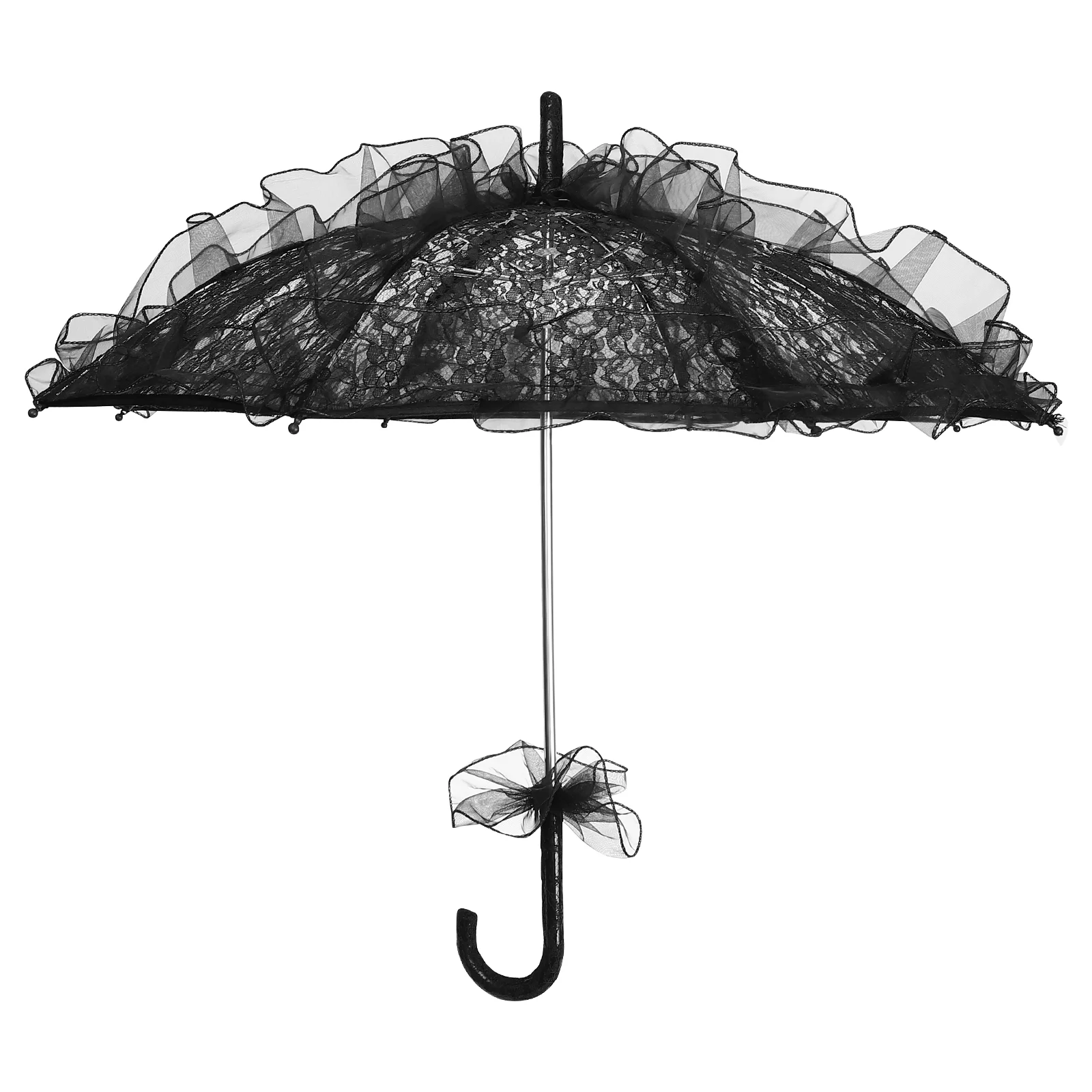

1pc Bride Lace Umbrella Tea Party Umbrella Decoration Lady Costume Lace Umbrella for Wedding (Black)