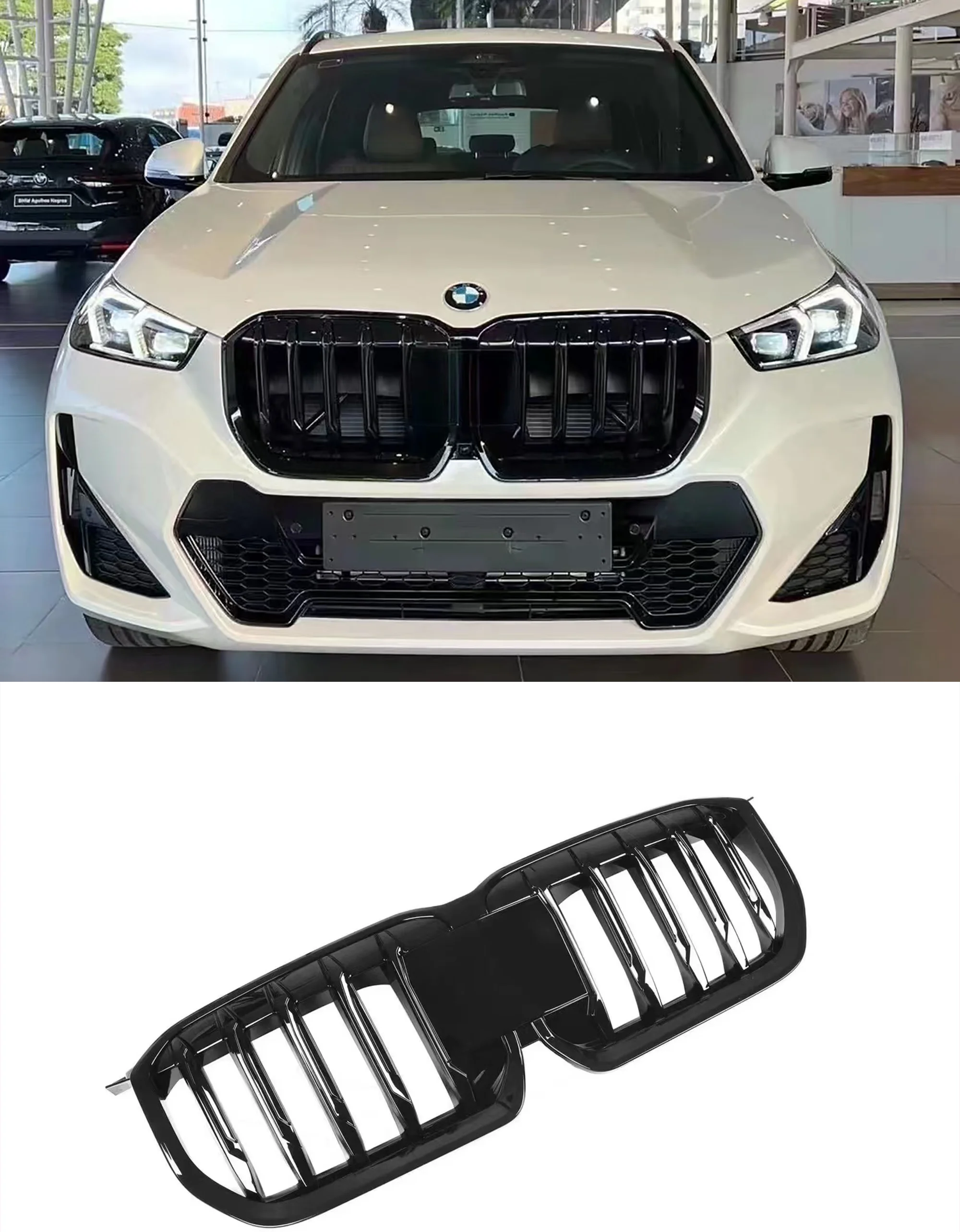 Car Front Bumper Kidney Grills For BMW X1 U11 2023+ 18d 20i 23i 25i 30e  Racing Grille Glossy Black Single Line Auto Accessories - AliExpress