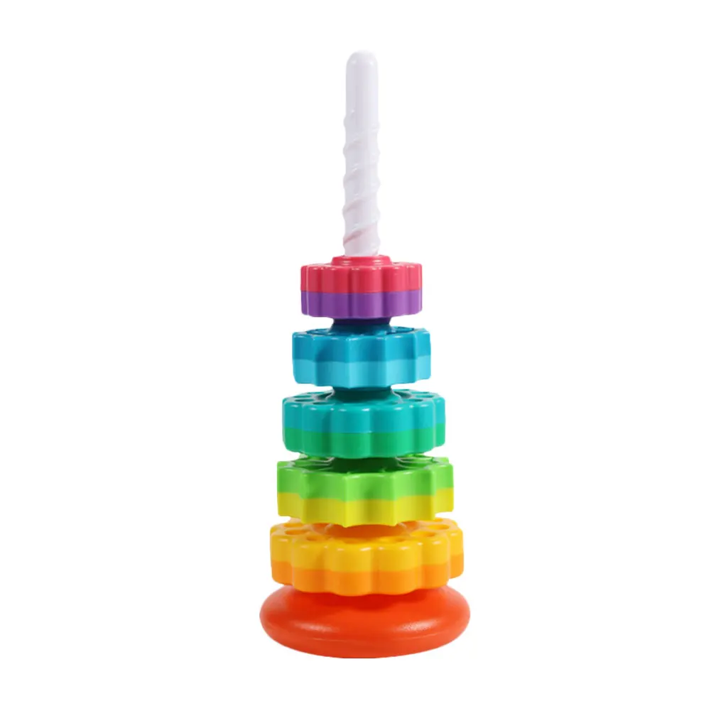 Gears Stacking Rings Toy Eco-Friendly Spinning Wheel Toy Smooth Spining Tower Building Blocks Safe for Preschool Gift