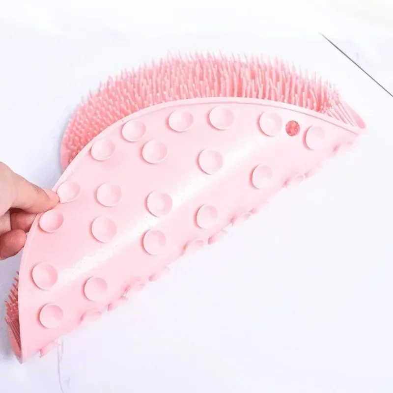 Silicone Massage Shower Mat Non-slip Wash Foot Pad Foot Exfoliating Bathroom Rub Back Brush with Sucker Bath Massage Brush Pad
