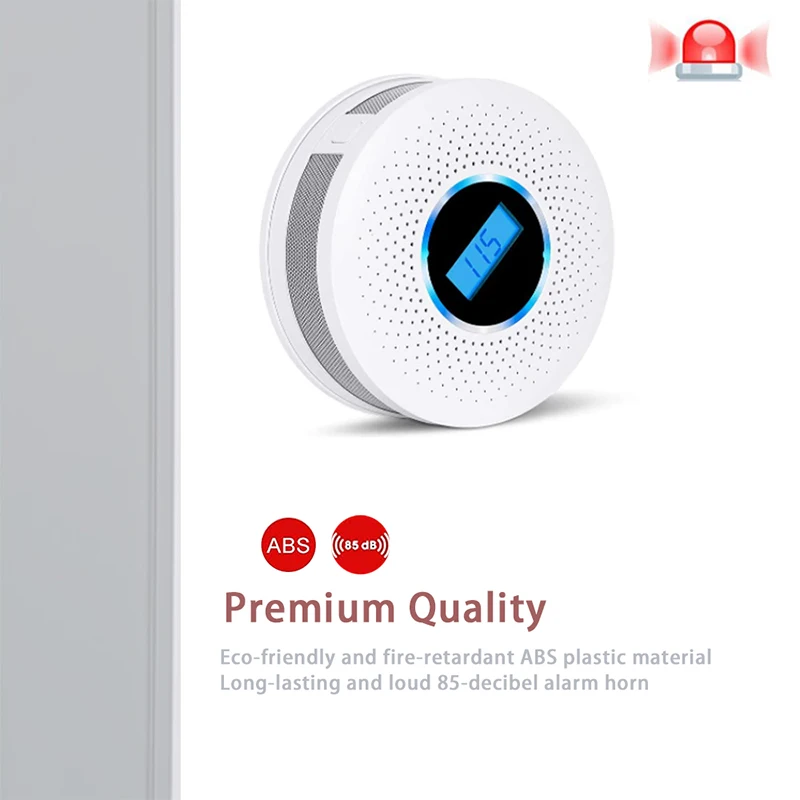 Independent Smoke Fire Sensor Carbon Monoxide CO Detector Home Security Alarm Firefighters Non-Hard Wire Easy to Install
