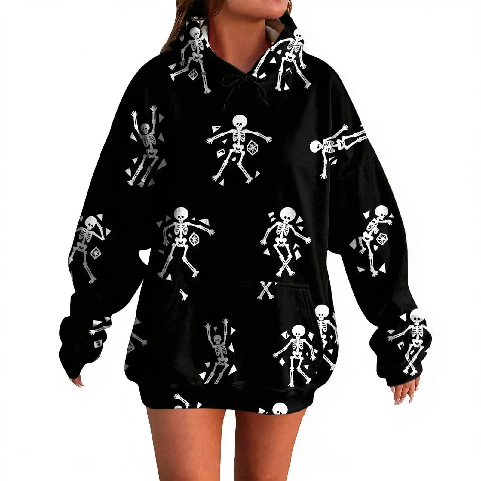 Women's Pullover Sweater Round Neck Lightweight Fleece Lined Top With Interesting Print Halloween Themed Top Zip up Hoodie Women