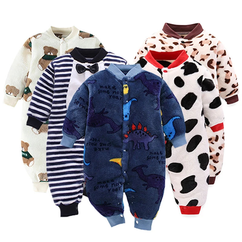 Spring Newborn Baby Clothes Cute Infant Jacket for Baby Jumpsuit for Boys Soft Flannel Bebe Romper Clothes 0-9 Months