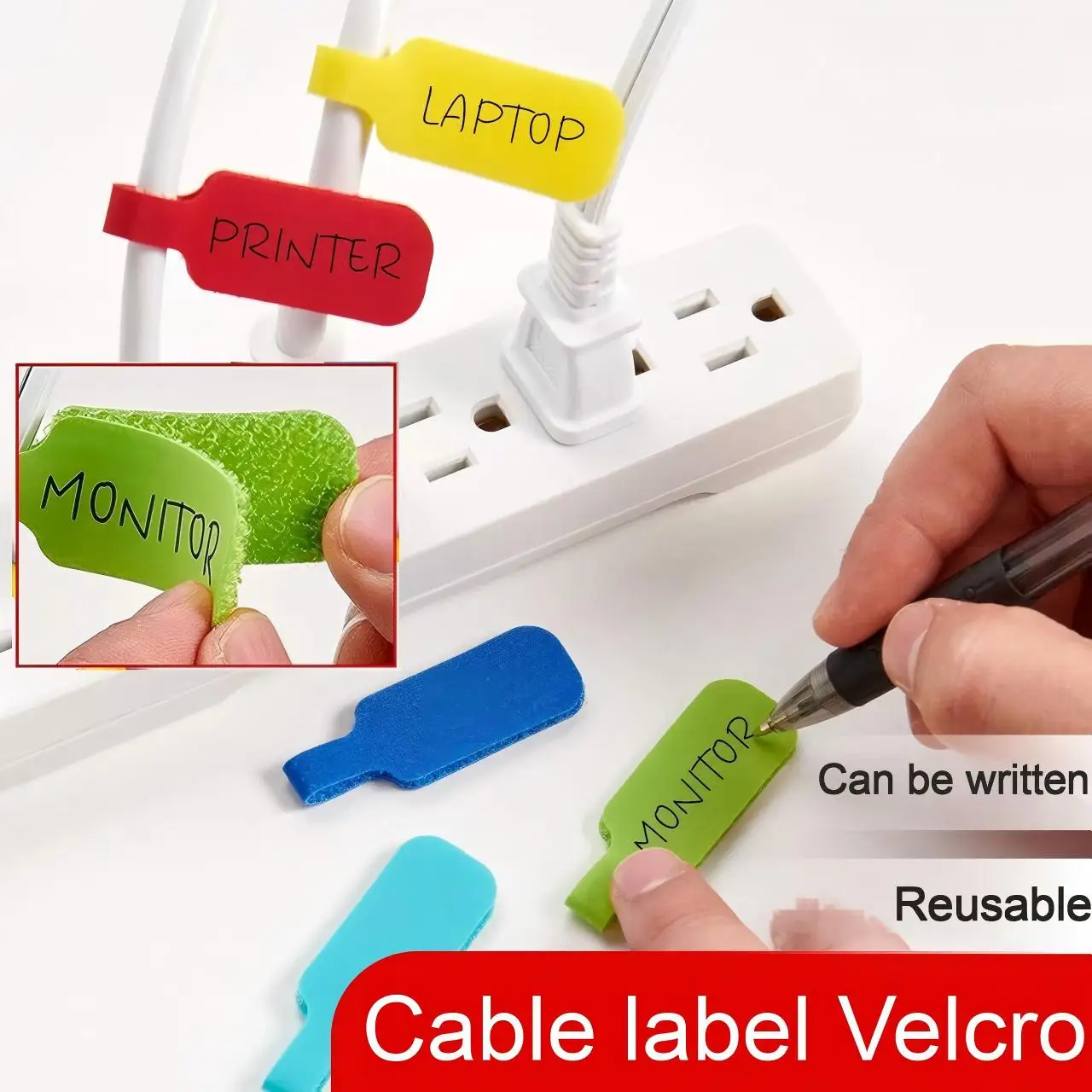 ชุดสายรัดเคเบิลหลากสี 20 ชิ้น สำหรับการจัดระเบียบและระบุสายเคเบิล ดีไซน์สดใส สามารถเขียนได้ 1