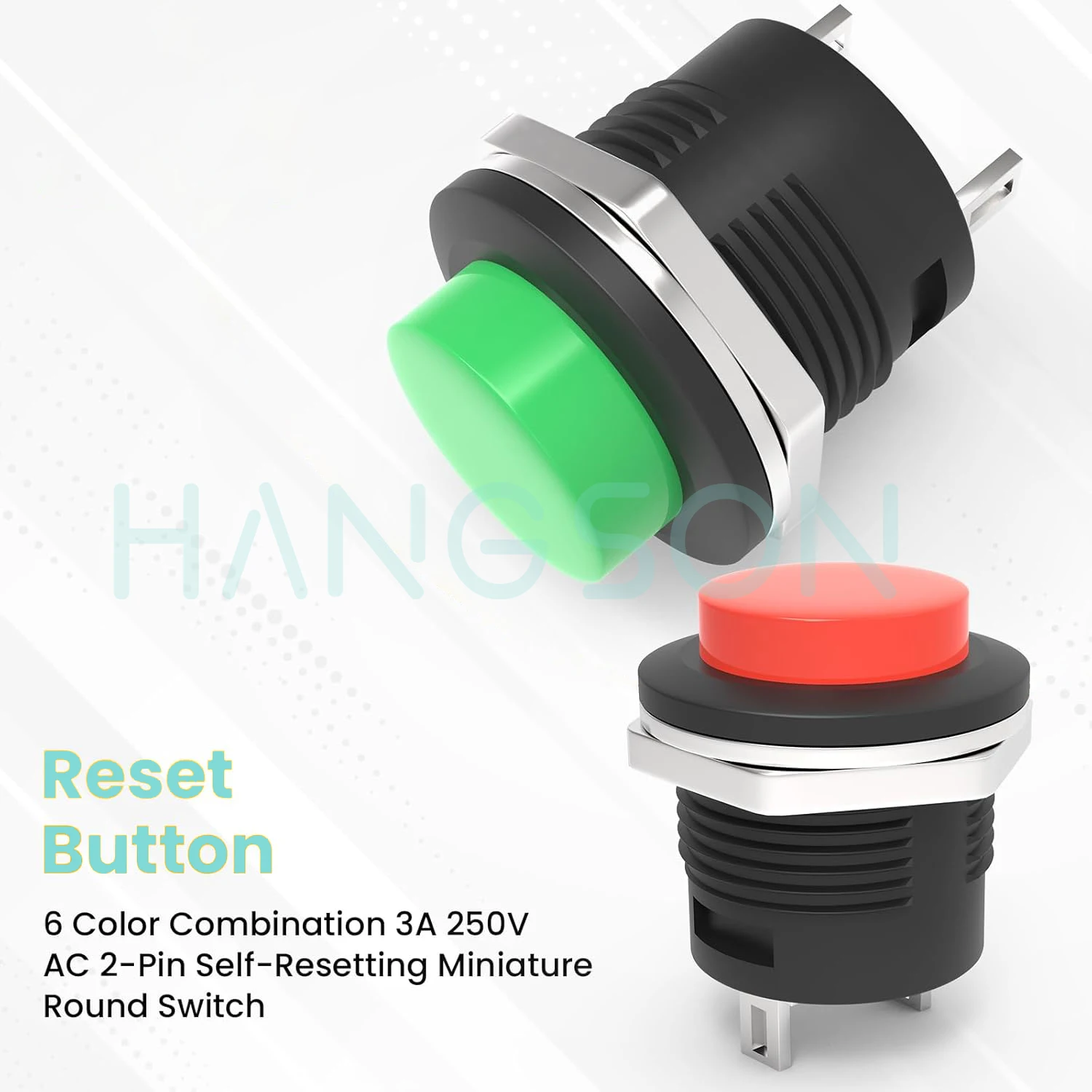 R13-507 Momentary Push Button 2 Pin Self-Resetting Mini No Lock Round SPST 1NO Switch 3A 250V AC/6A 125V AC Button Assorted 6Pcs