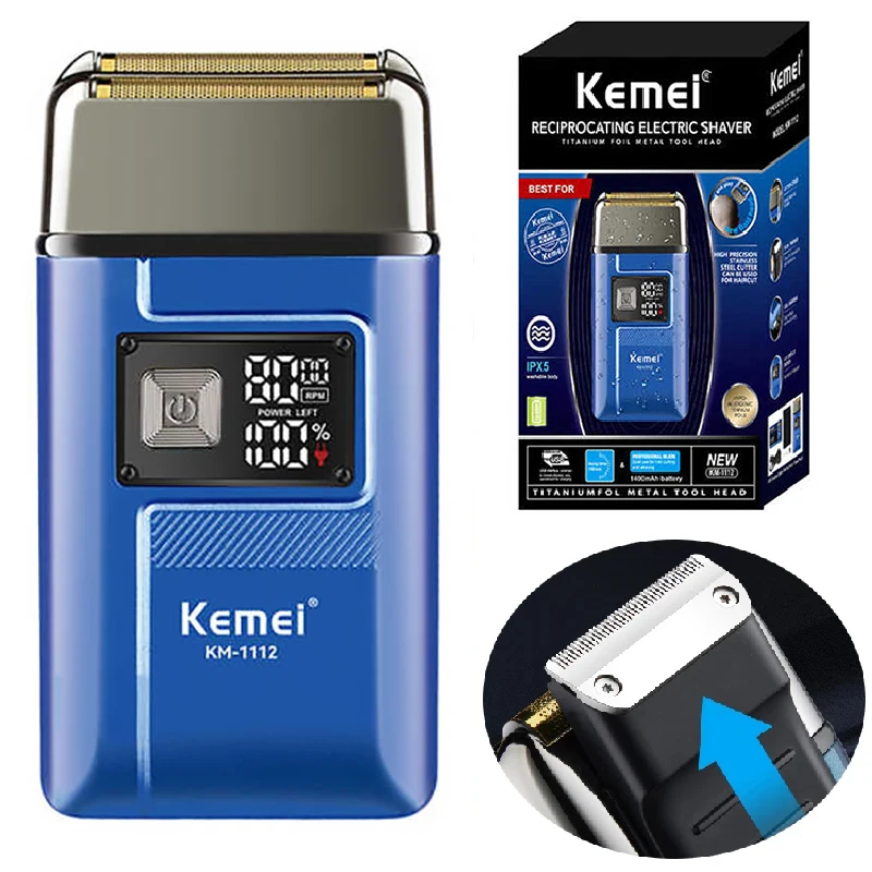 Kemei Rechargeable Hair Shaver For Men Beard Electric Shaver Face Electric Razor Men's Bald Head Shaving Machine Wet Dry
