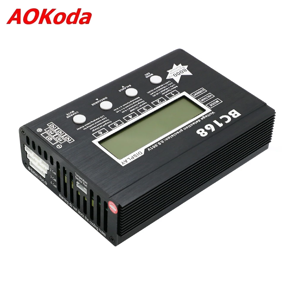 AOK-pantalla inteligente LCD de corriente BC168 1-6S 8A 200W 8000mA, Balance de carga/descarga Lipo/batería de litio para modelo RC