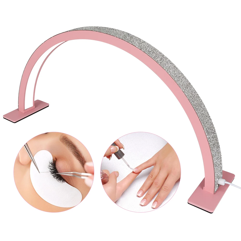 55cm 75cm Half Moon Light Half Moon Nail Desk Lamp with remote mobile phone clip for Eyelash Extension Nail Lash Tattoo Skincare