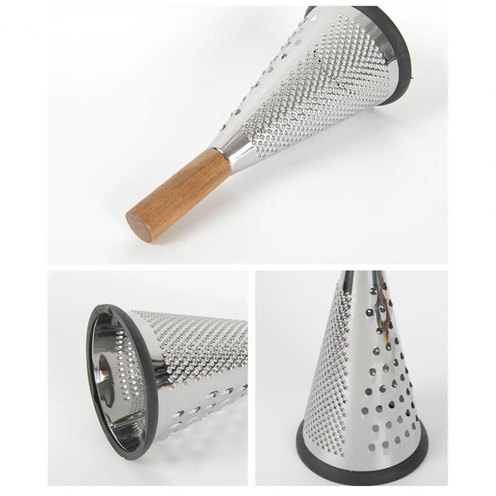 20-30cm Stainless Steel Cone Cheese Grater With Wood Handle 3 Sided Vegetable Shredder For Grating Kitchen Shredder For Parmesan