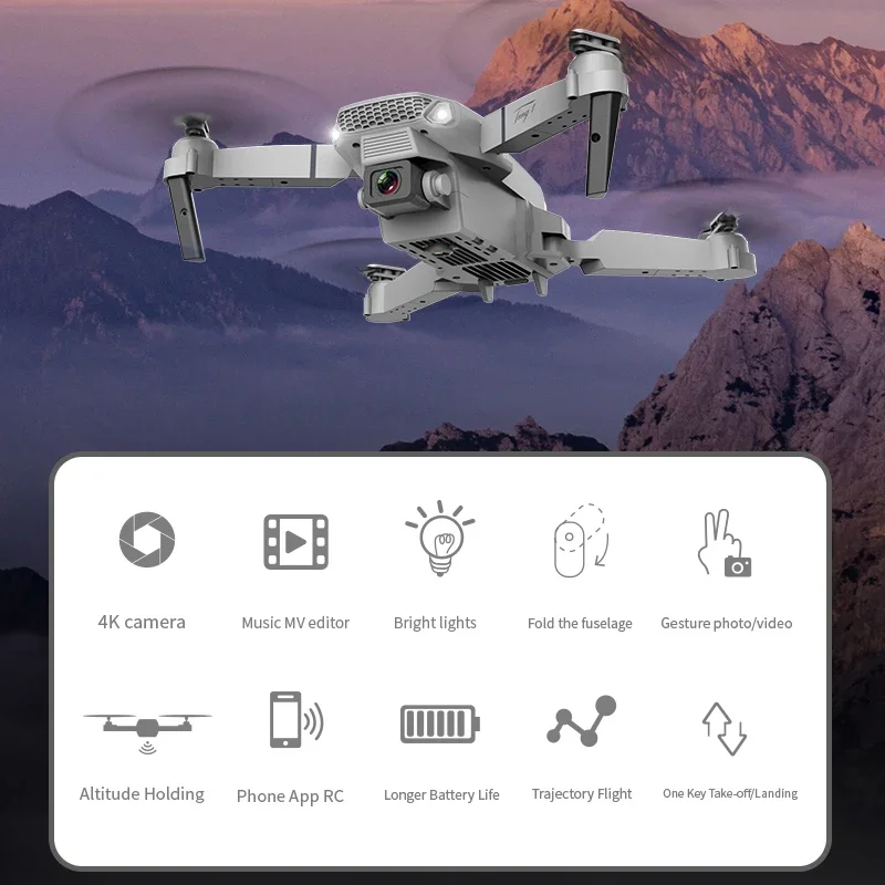 Drone E88 Pro 4K WIFI FPV Pliable avec Maintien d'Altitude