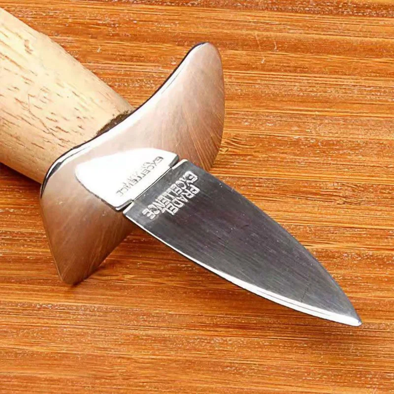 Steel Seafood Scallop Pry Knife with Wooden Handle Oyster Knives Sharp-edged Shucker Shell Opener