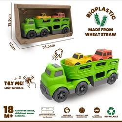 Children's Eco - Friendly Transport Truck Toy with Lights and Music - Interactive Inertial Sliding Car and Detachable Cab (A)