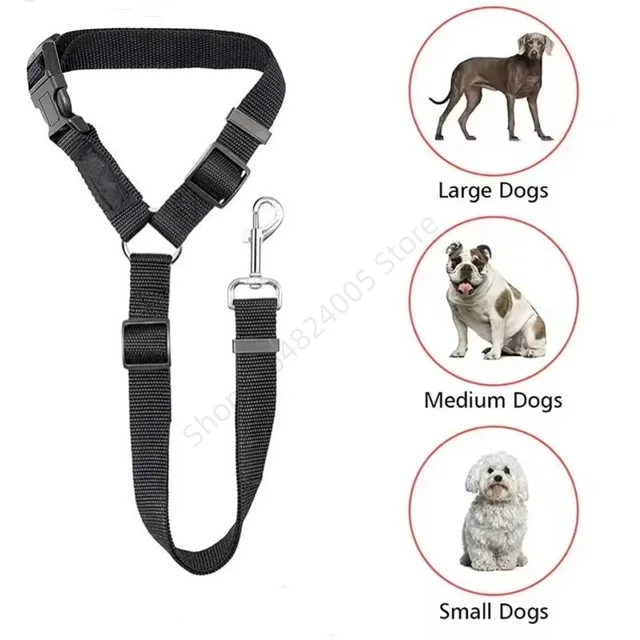 Solid Color 2 in 1 Pet Car Seat Belt Durable Nylon Safety Adjustable Dog Leash for Small Large Dogs Fashion Pet Car Supplies 4