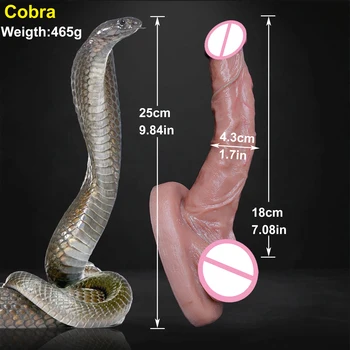 Soft Silicone Real Veins Snake Dildo Big Suction Cup Dick Anal Plug Sex Toy for Men Women Lesbian Vagina Masturbation Big Penis 3