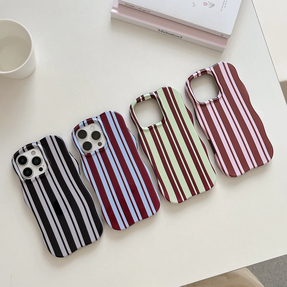 Luxury Stripes Shockproof Phone Case with Wave Edges