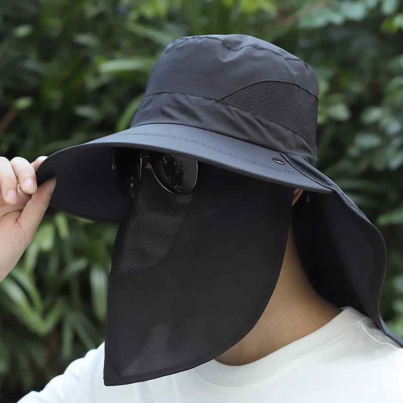 Sun Hats Sun Hat Fisherman Hat Bucket Hats Sunscreen Hats Camping Hats Summer Quick-drying Boonie Men Women Hat Outdoor Face Mask Wide Brim Bucket Hat Sun Protection for Fishing Hunting