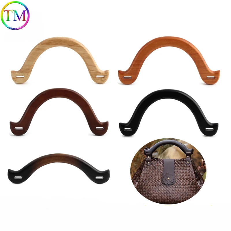 Arch Wooden Handle DIY  Purse Bag  Solid Wood Handles For Repair Handmade  Wooden  Handle Metal Ring Handbag Handle  Accessories