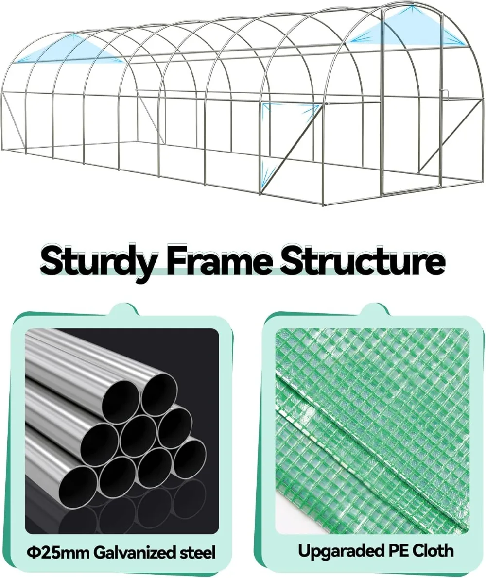 27x10x7 ft Greenhouse with Reinforced Steel Frame 5