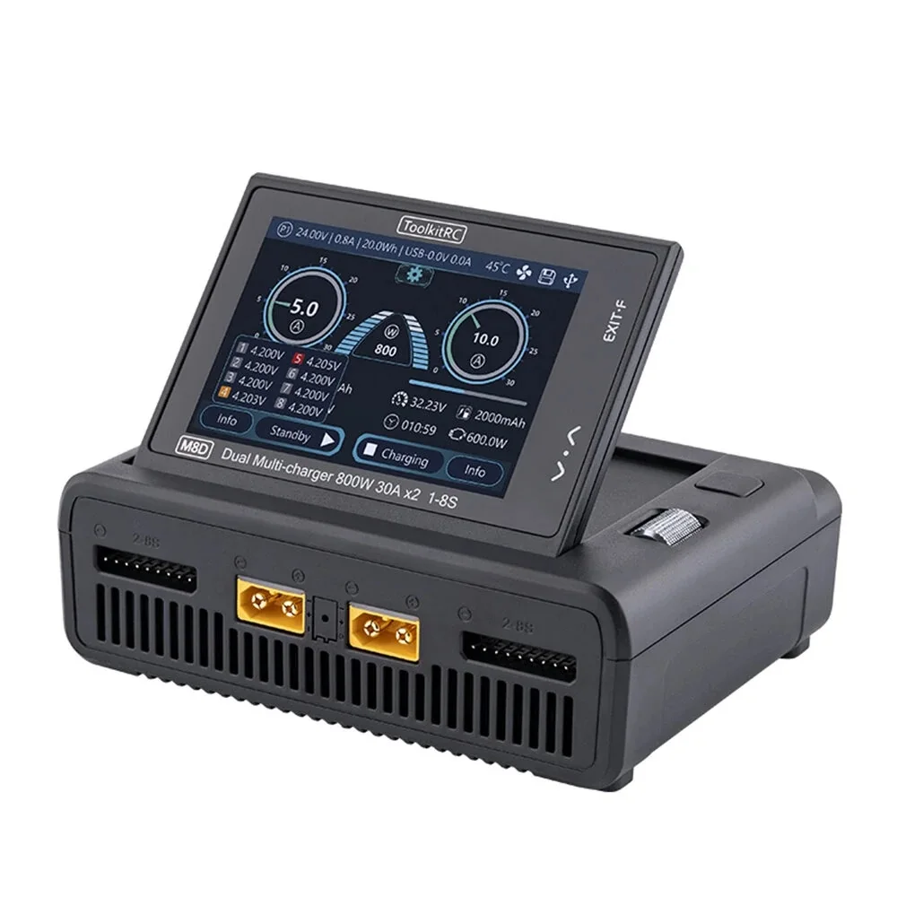 ACおよびバッテリー充電器ToolkitRC-M8D W, 2x30a,デュアル