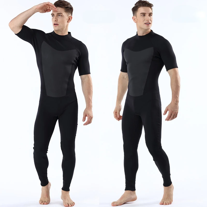 2MM Men's Short Sleeve Wetsuit Long Trousers for Diving and Surfing