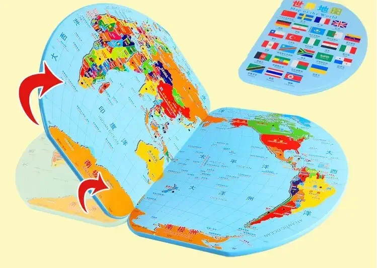 3D Wooden Map of The World Puzzle Stereo Toy,Mapology World Map Puzzle Includes Country Flags,Fun Jigsaw Puzzle Educational Toys 4