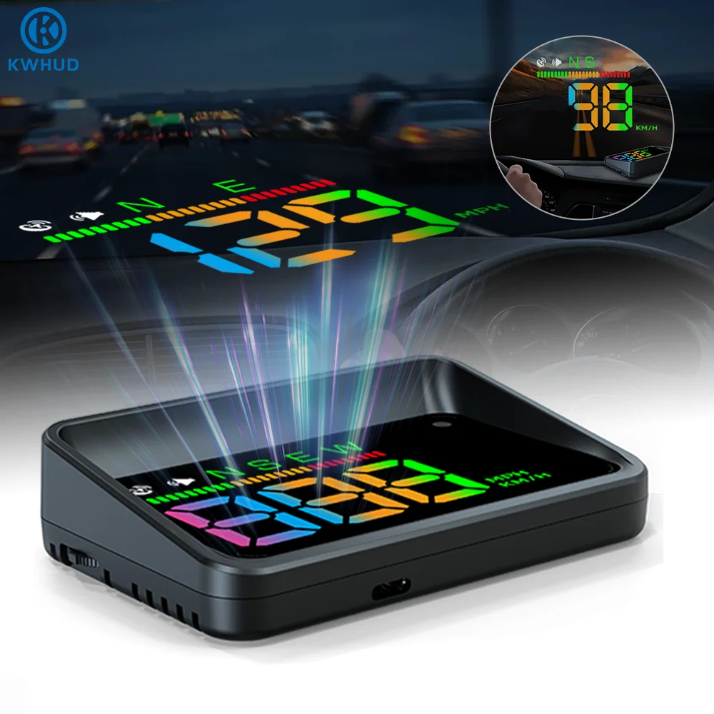 Head Up Display KWHUD Car HUD GPS Digital Speedometer KM/H MPH Windshield Speed Projector Overspeed Alarm Auto Electronic Device